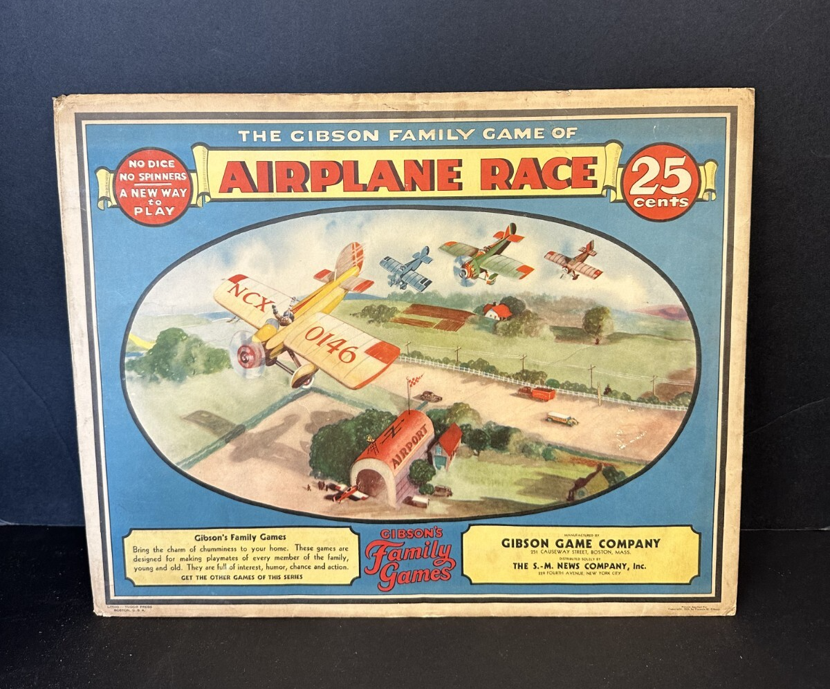 VINTAGE The Gibson Family Game of Airplane Race 25c Board Game