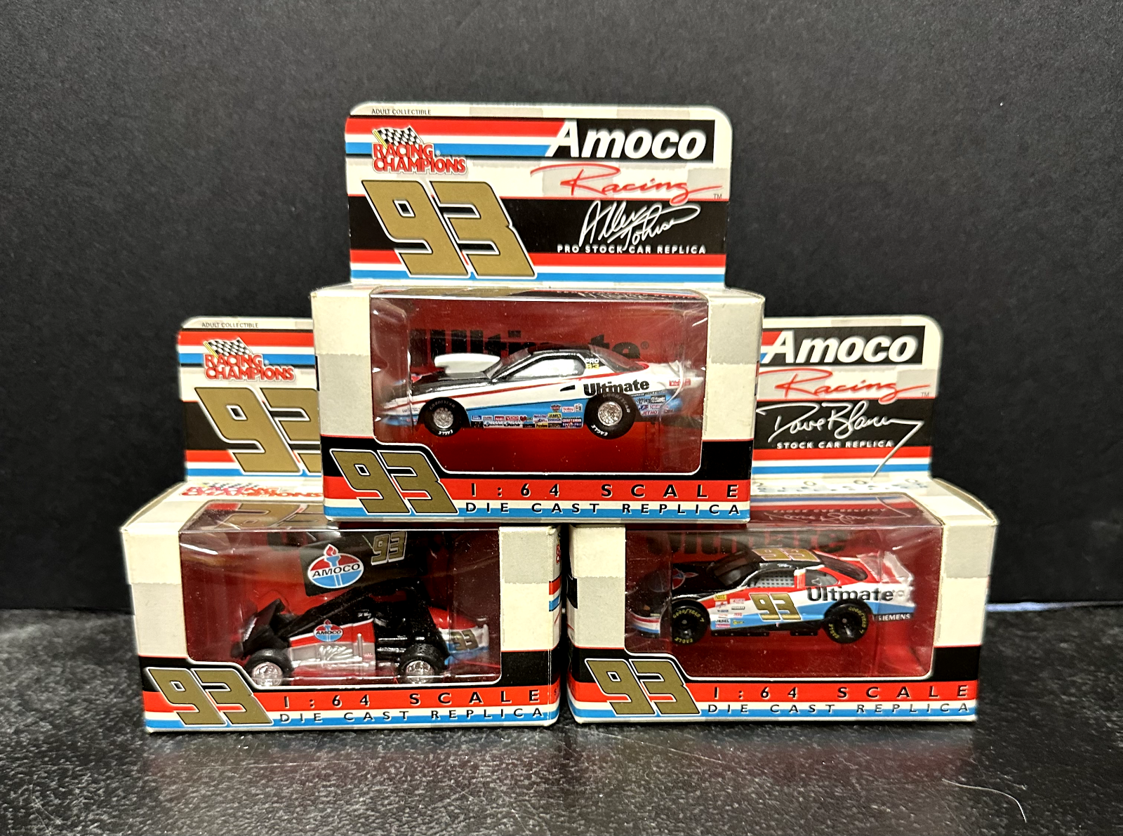 Set of 3 Racing Champions Amoco 93 Pro Stock Car Die Cast Replicas 1:64