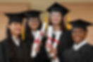 Four graduates in caps and gowns hold diplomas with red ribbons, smiling in a graduation setting. college credits from TransferCredits.org