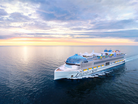 Aerial night photo of the largest cruise ship in the world - Legend of the Seas