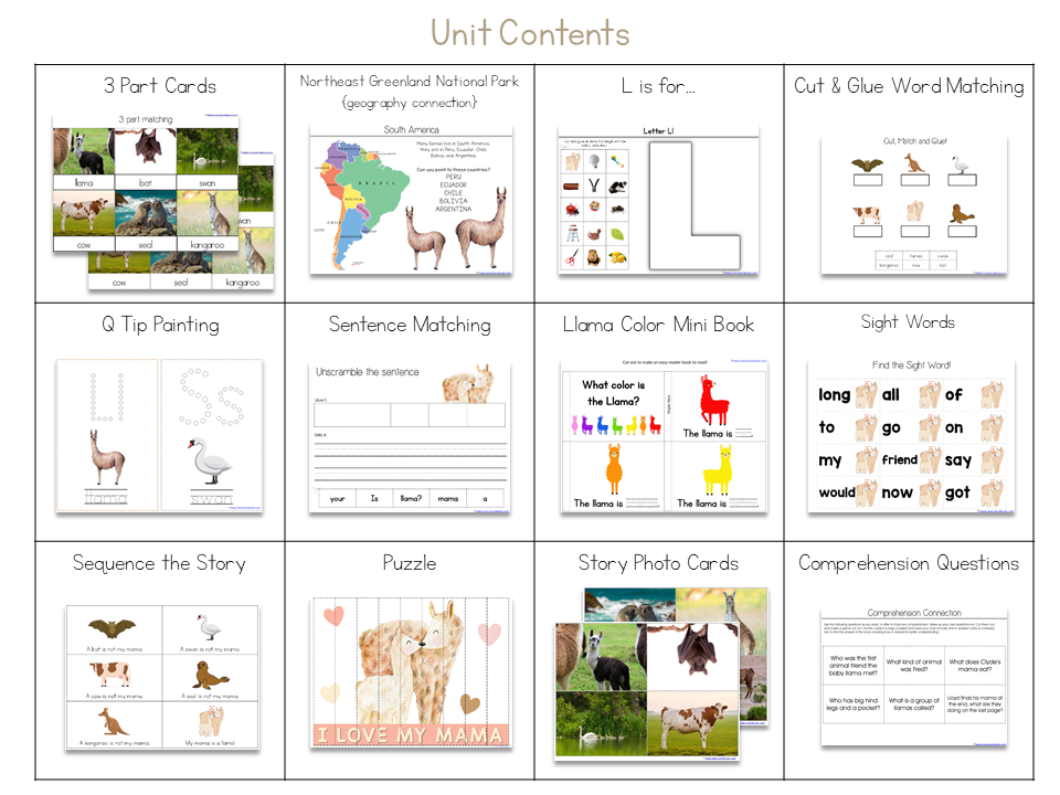 Thumbnail: Is Your Mama a Llama Kindergarten Literature Unit