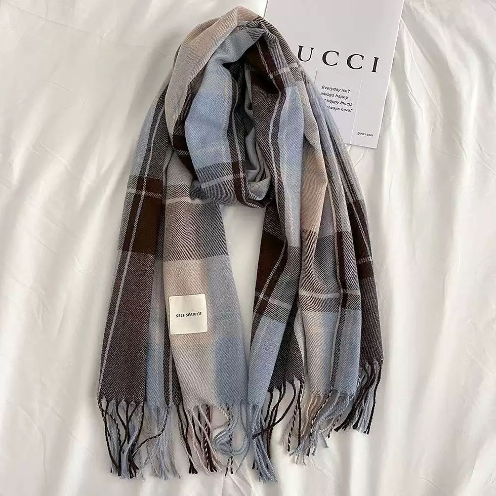 Thumbnail: 1 pc Fashionable and warm British plaid scarf for autumn and winter, retro and v