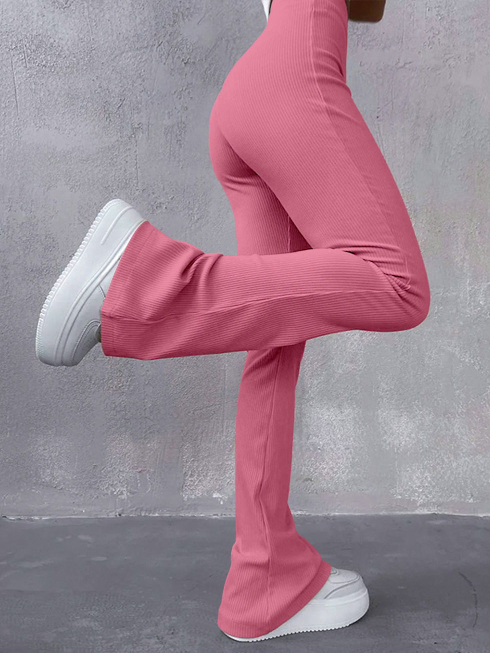 Thumbnail: Women's Sexy Slim Pants Ribbed Solid Color Pants High Waisted Flared Pants Showi