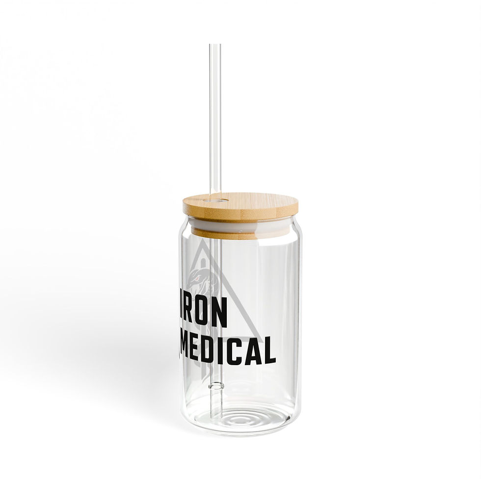 Thumbnail: Stylish Sipper Glass with Straw - 16oz Iron Med Design