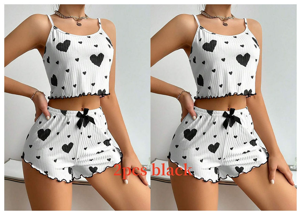 Thumbnail: Florence Ribbed Heart Cami & Shorts Pyjama Set