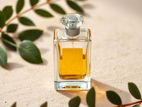 A delicate glass perfume bottle