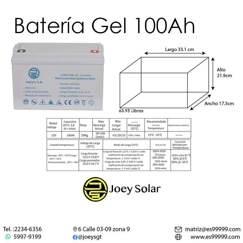 Batería gel 100Ah