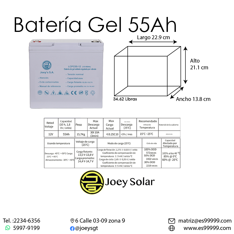 Batería gel 55 Ah