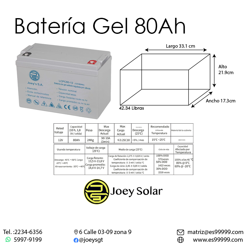 Batería gel 80 Ah