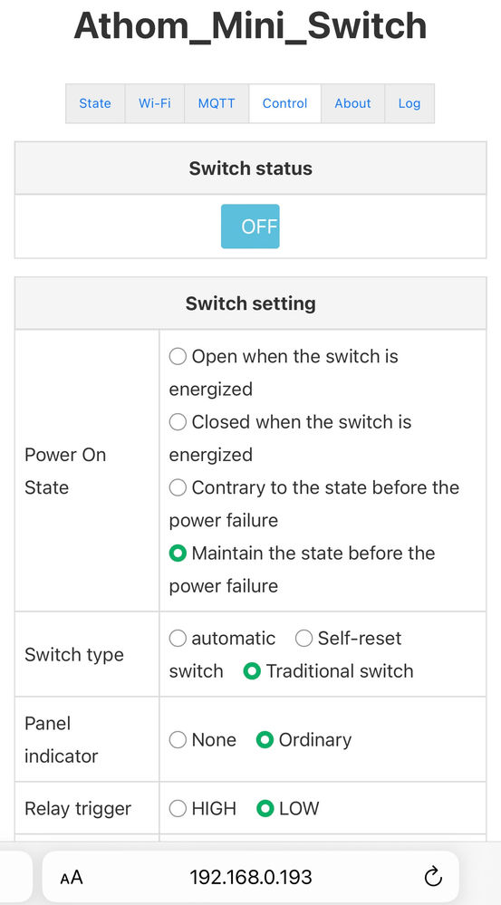 Mini relay switch send 1 pulse ? athom