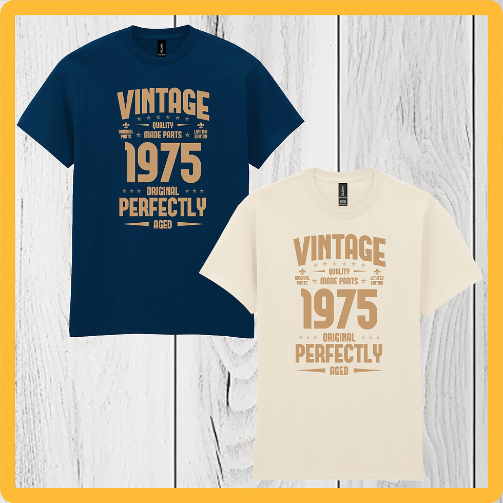 Thumbnail: Vintage Gold 1975 T Shirt, 50th Birthday Unisex, Mens, Ladies
