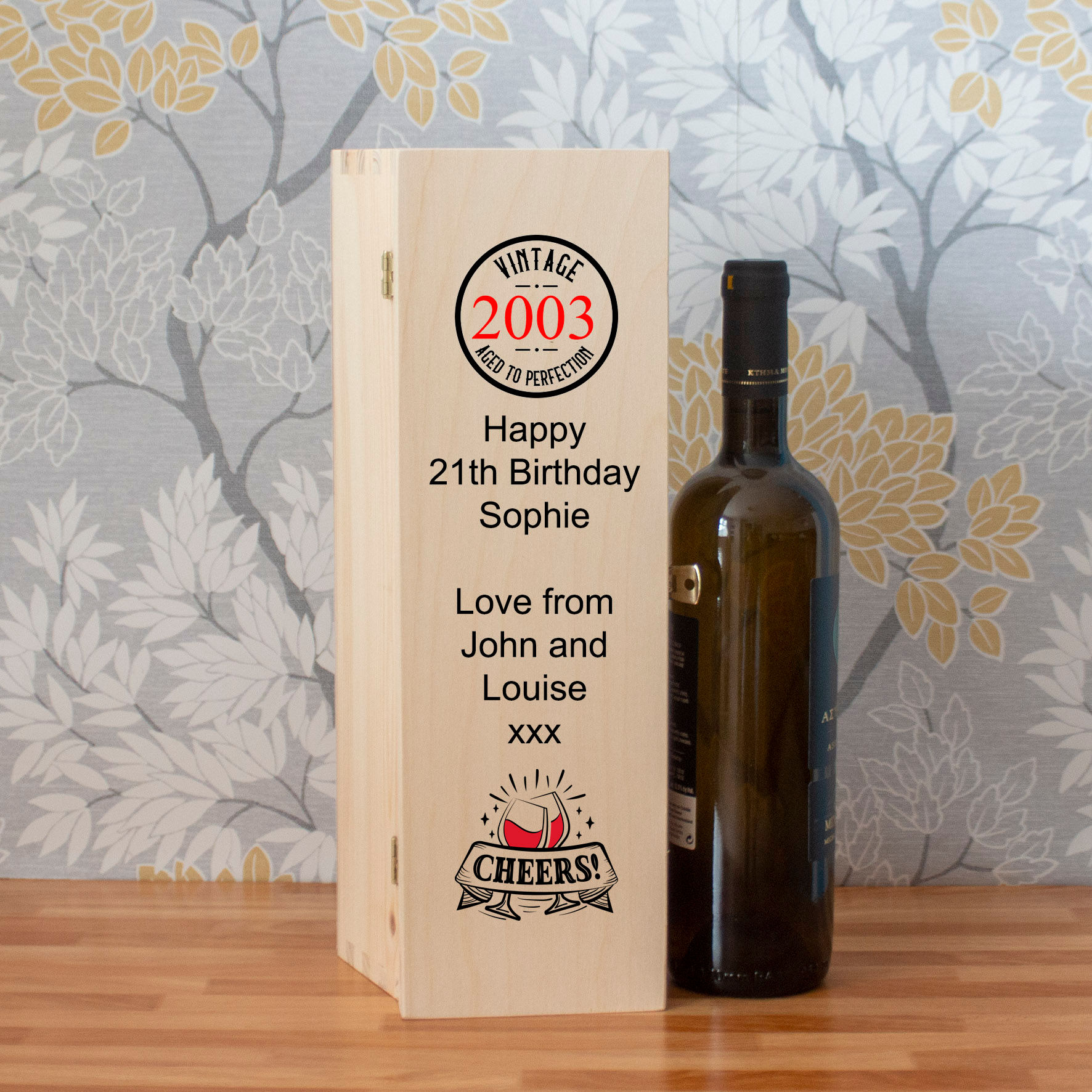 Personalised 21st Birthday Hinged Wine Box