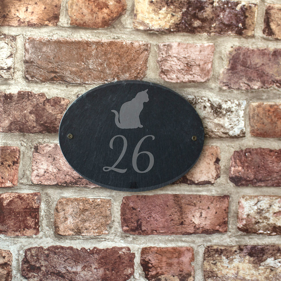 Thumbnail: Slate House Sign - Cat Oval