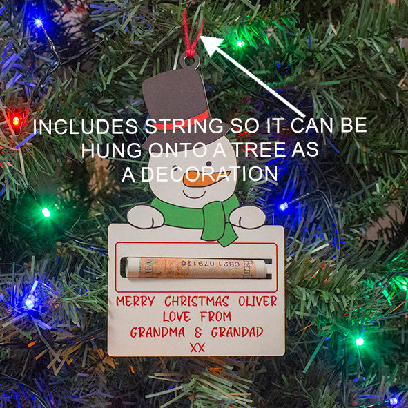 Thumbnail: Personalised Snowman Christmas Money Noteholder Tree Ornament Decoration