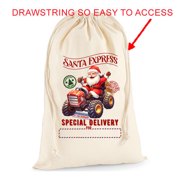 Thumbnail: Christmas Santa On A Tractor Santa Sack