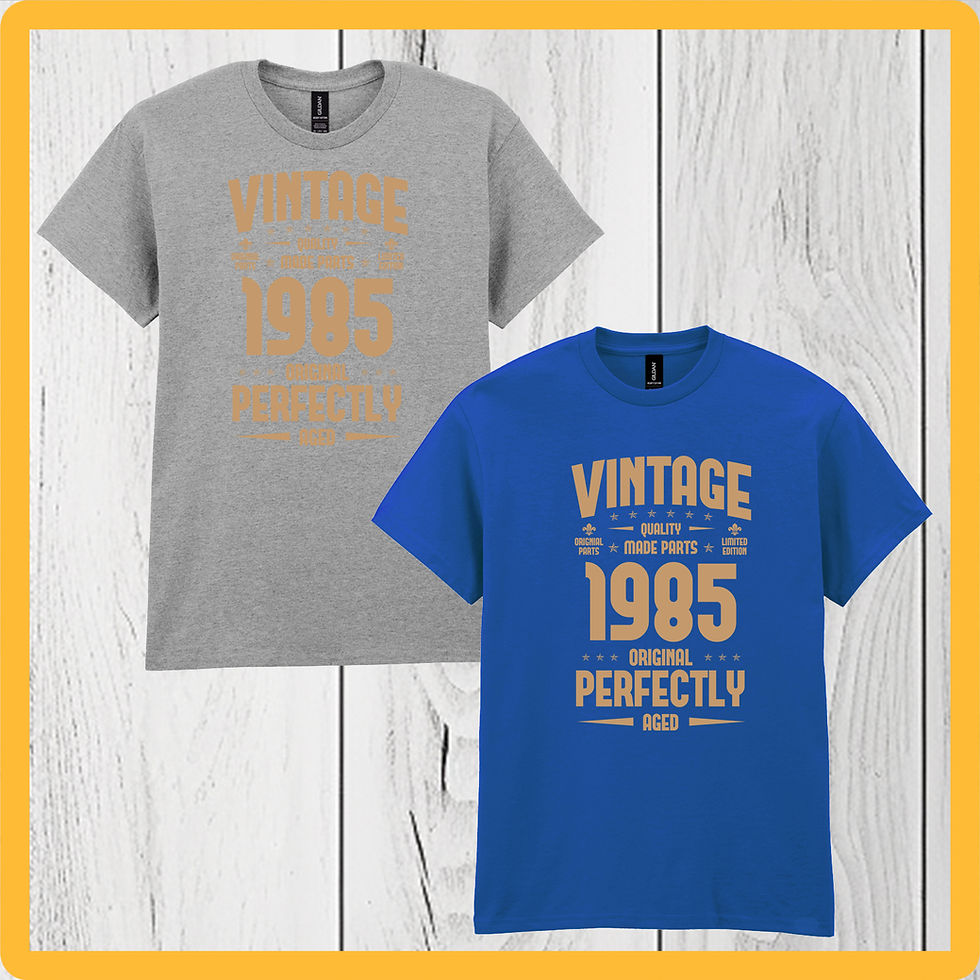 Thumbnail: Vintage Gold 1985 T Shirt, 40th Birthday Unisex, Mens, Ladies