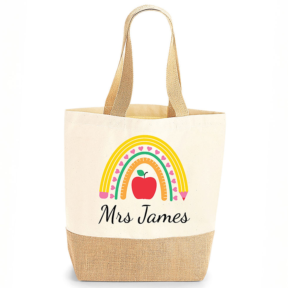 Thumbnail: Personalised Rainbow Teacher Tote Bag