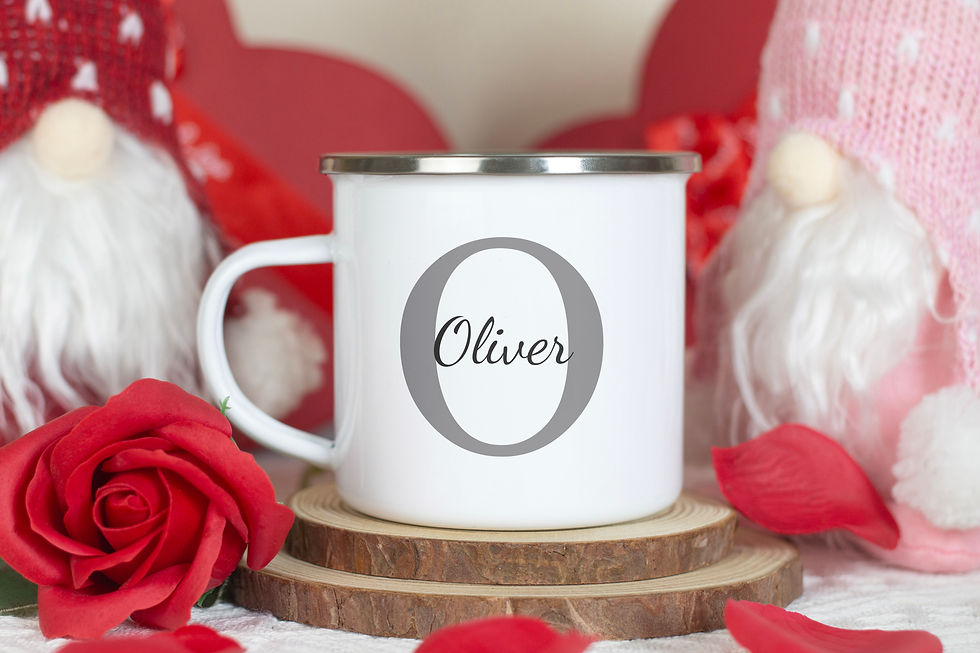 Personalised Large Grey Initial Enamel Mug