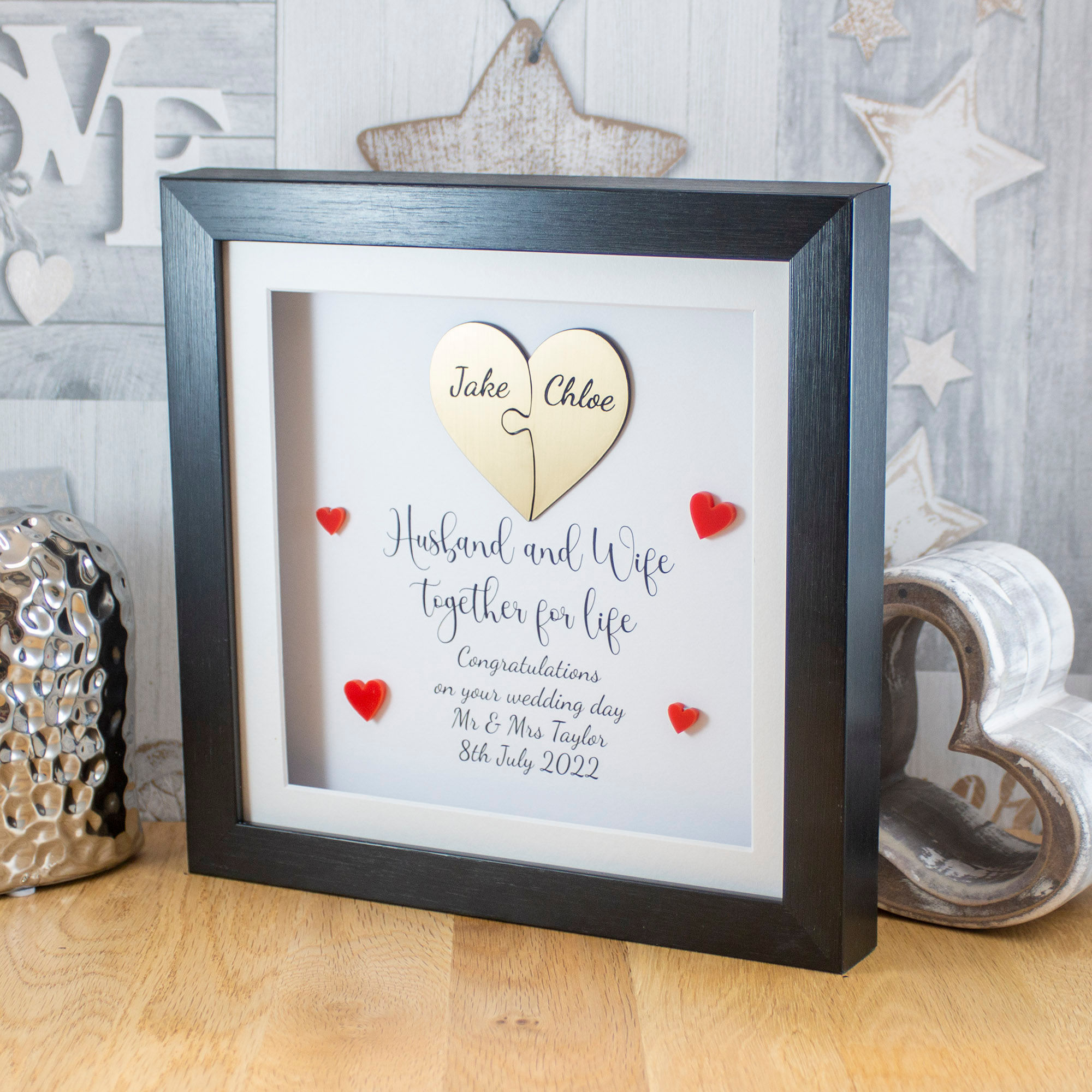 Personalised Mr and Mrs Wedding Day Box Frame Black