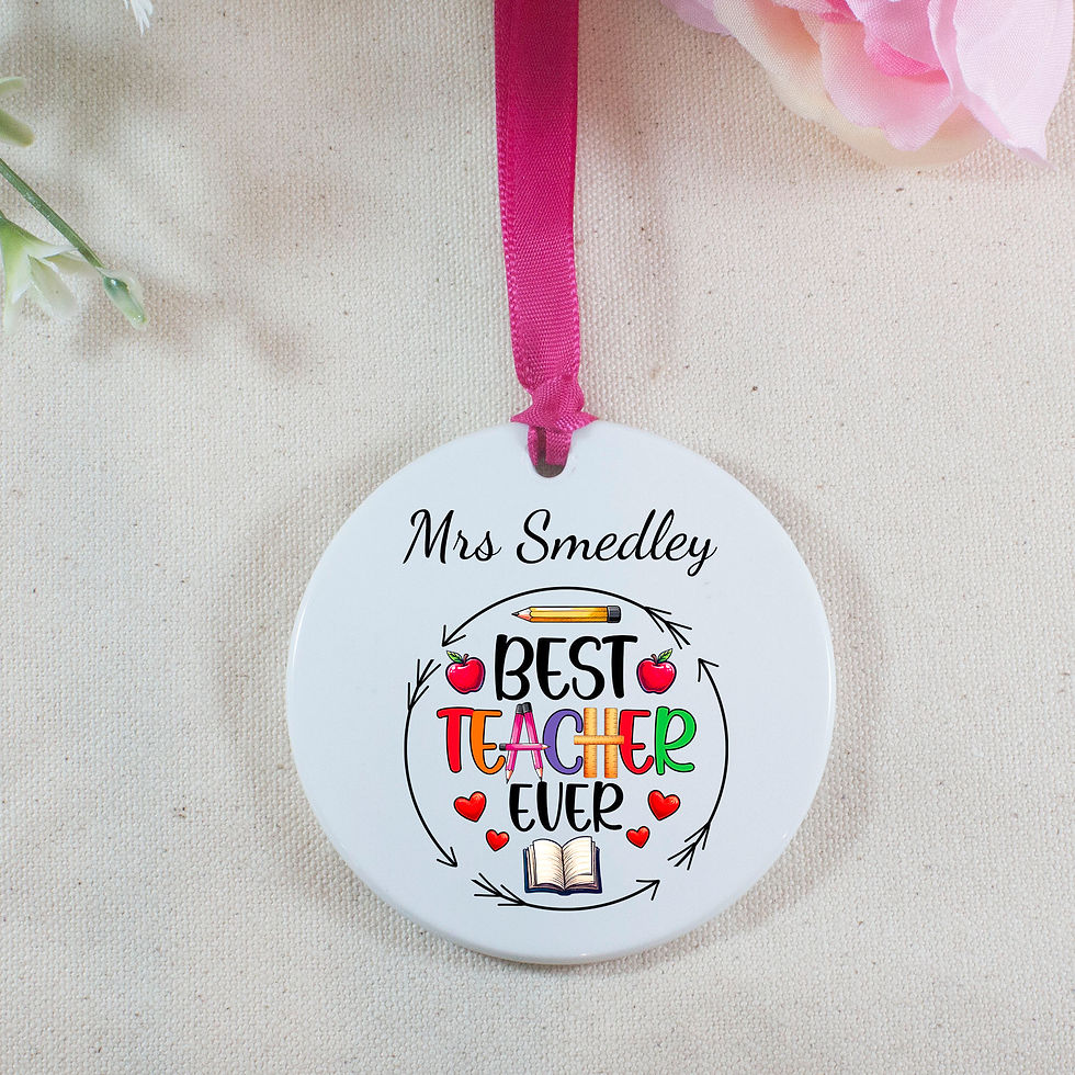 Thumbnail: Personalised Best Teacher Ever Ceramic Decoration