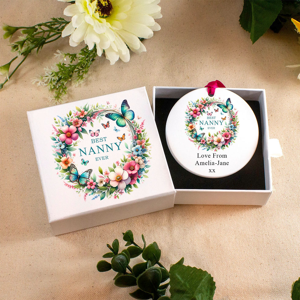 Thumbnail: Personalised World's Best Nanny Butterfly Ceramic Decoration