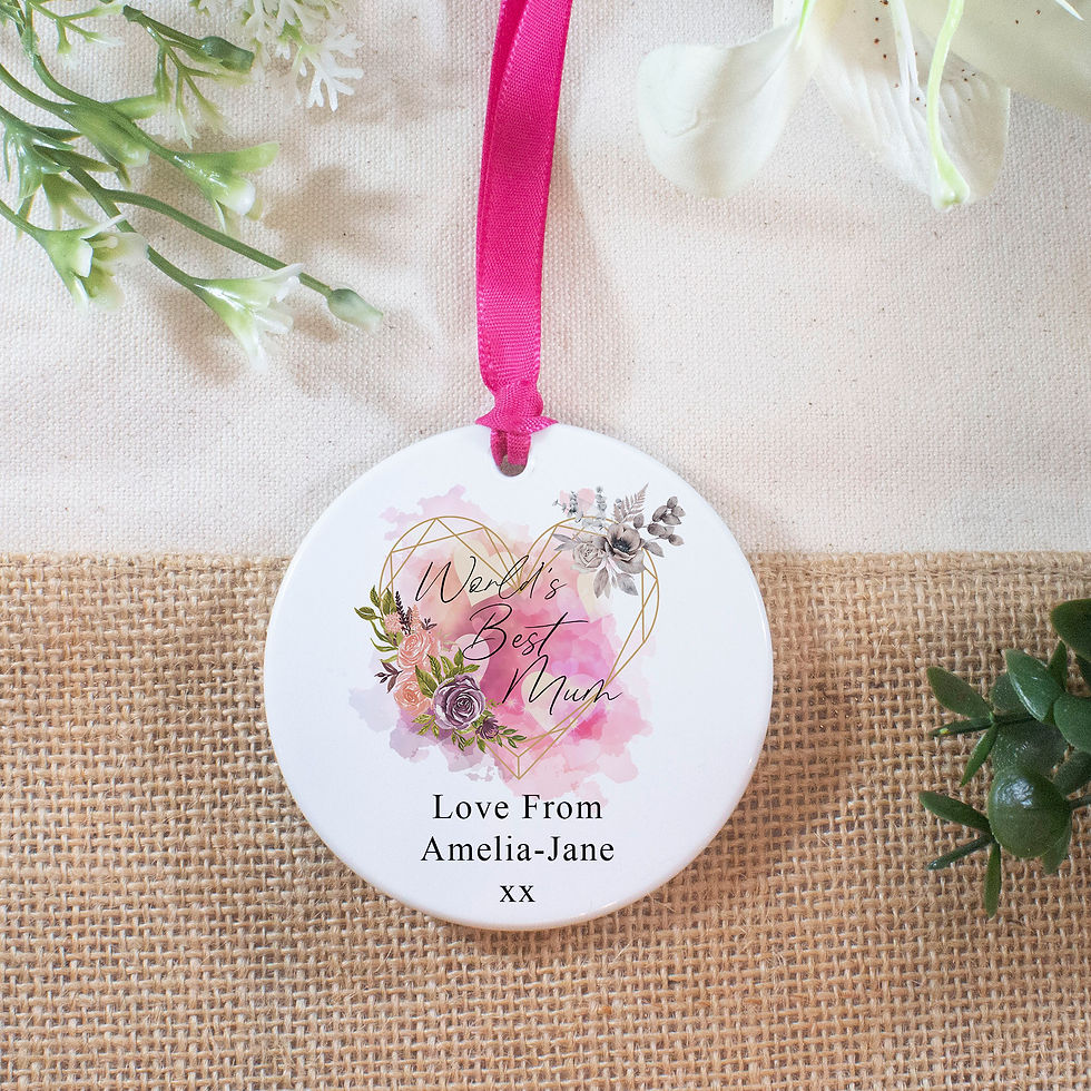 Thumbnail: Personalised World's Best Mum Flower Ceramic Decoration
