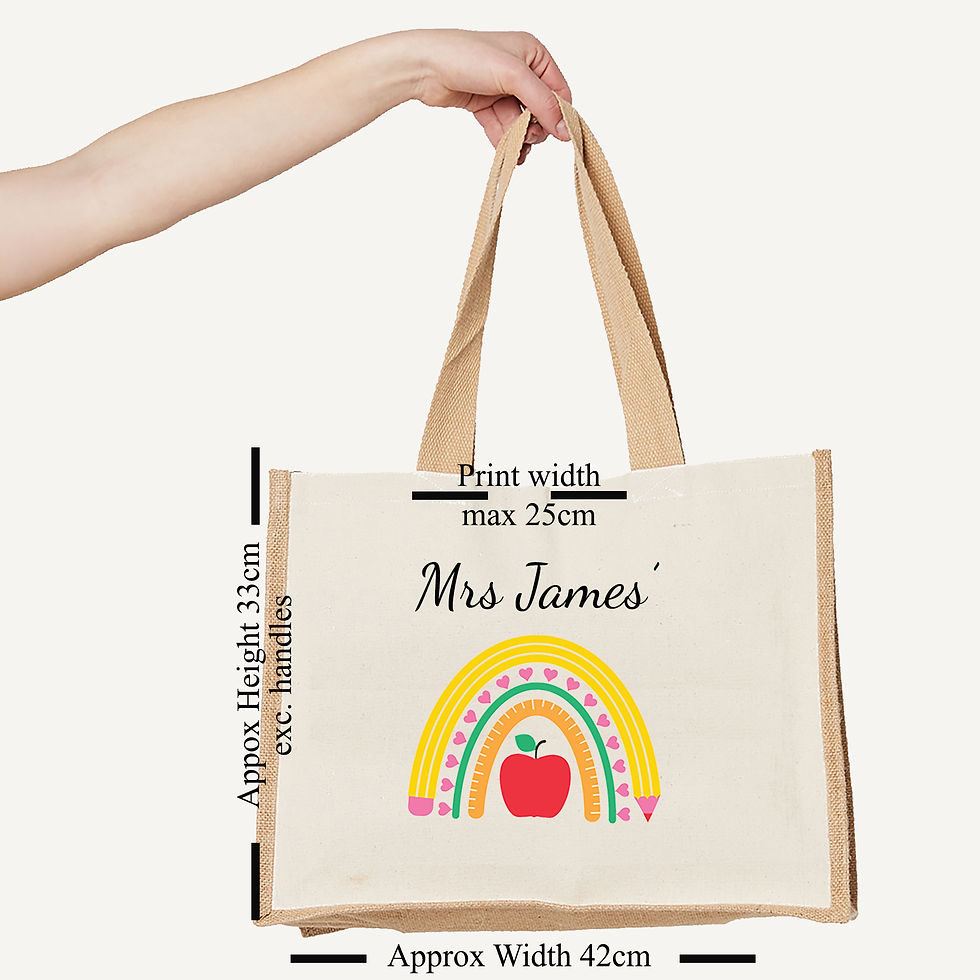 Thumbnail: Personalised Rainbow Teacher Two Colour Tote Bag