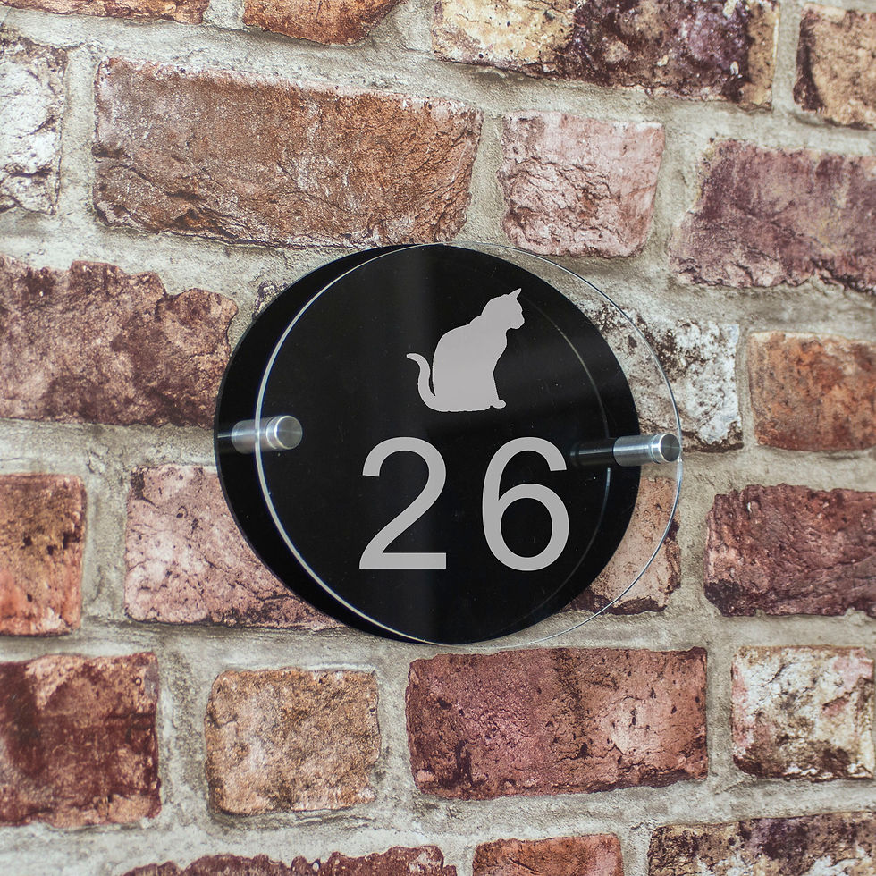Thumbnail: Oval Cat House Sign - Black Backing