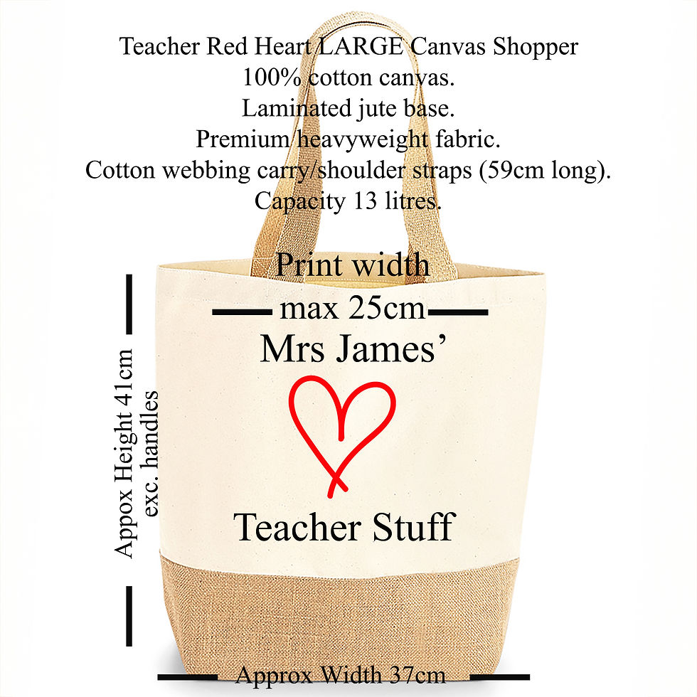 Thumbnail: Personalised Red Heart Teacher Tote Bag