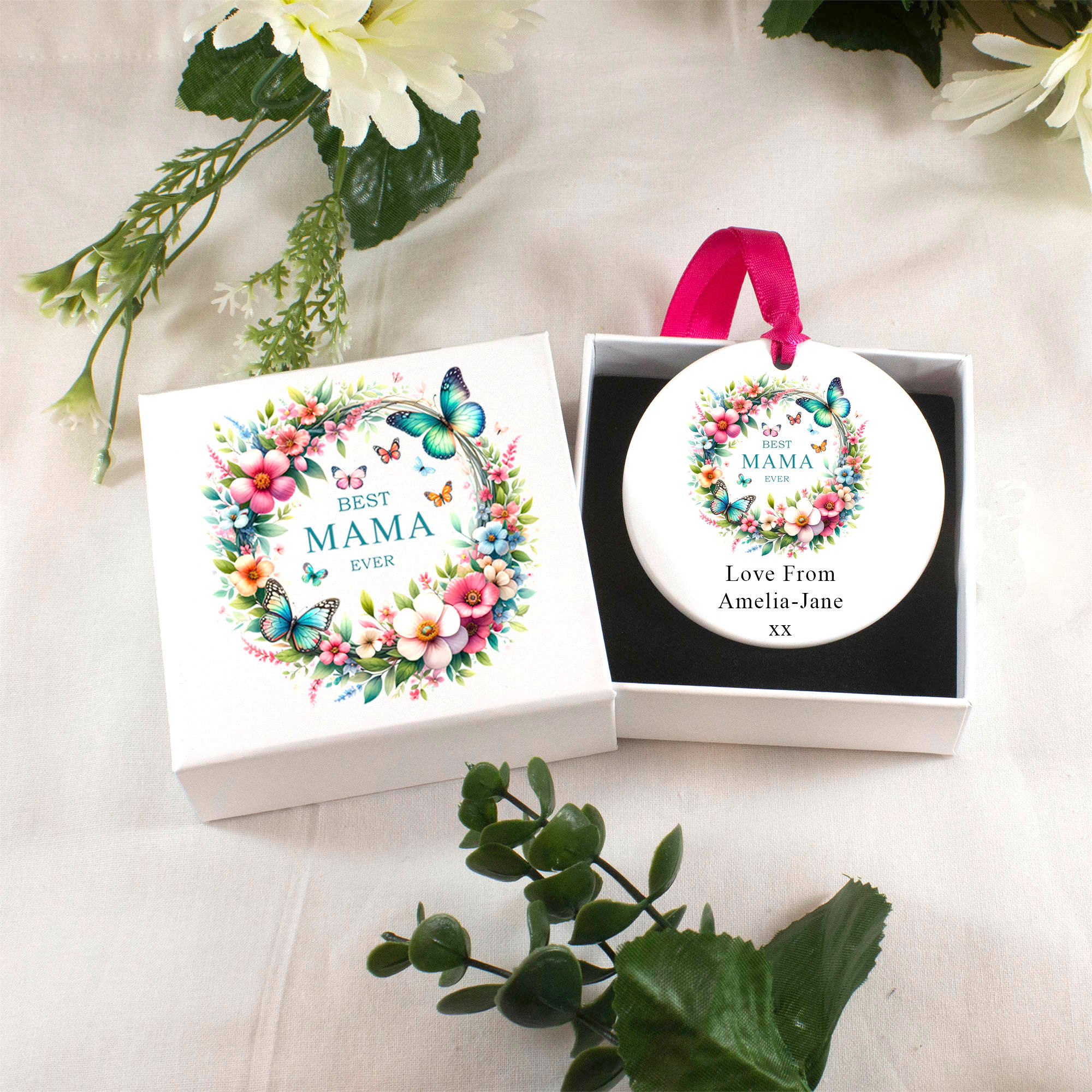 Personalised World's Best Mama Butterfly Ceramic Decoration