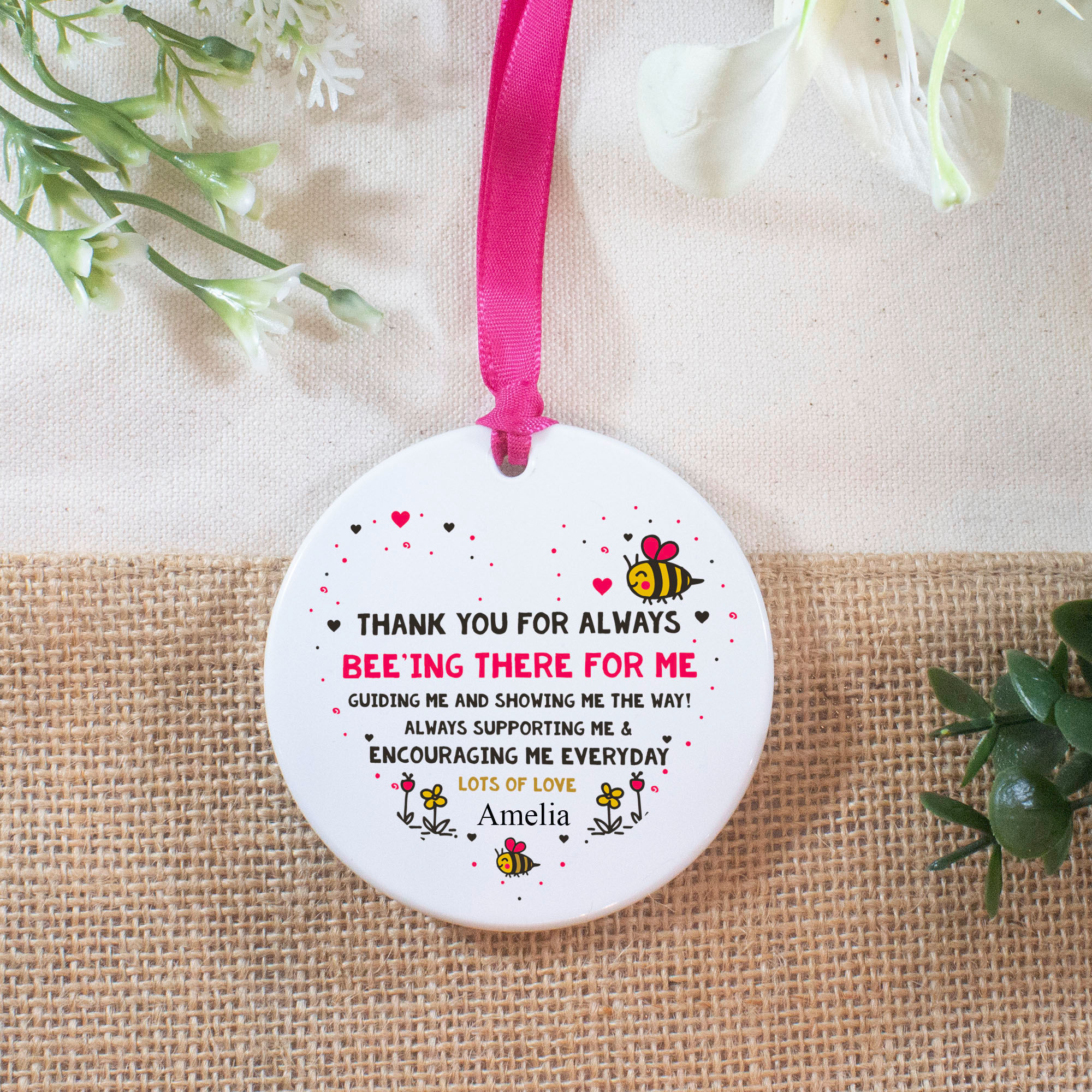 Personalised Thank You Bee'ing There For Me Ceramic Decoration
