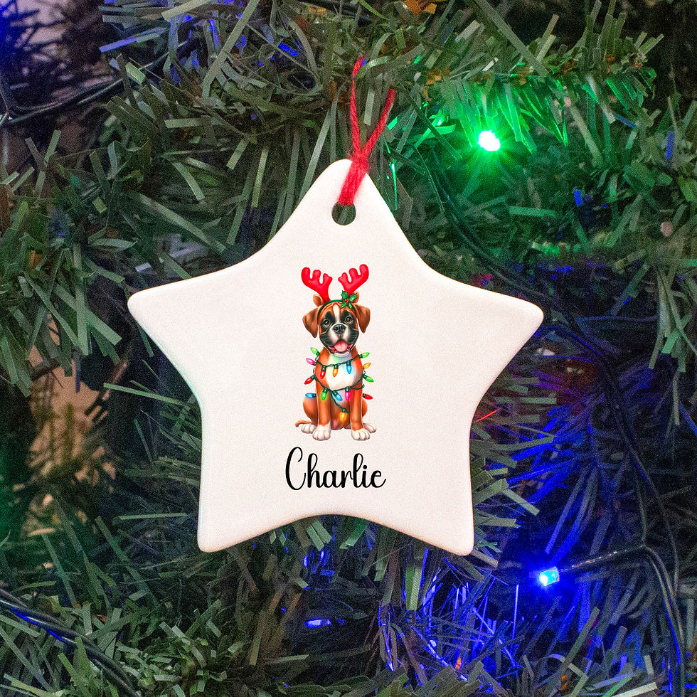 Thumbnail: Personalised Boxer Dog Christmas Ceramic Christmas Tree Decoration