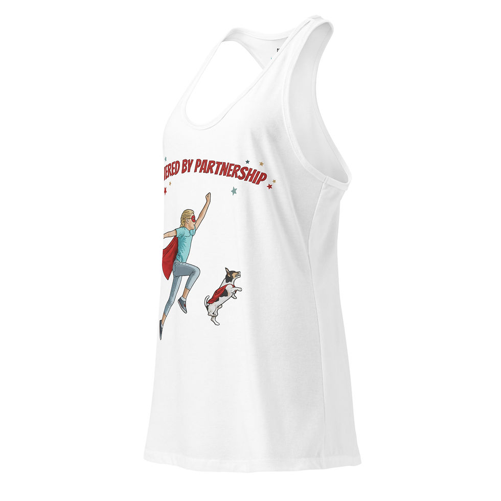 Thumbnail: Powered by Partnership — Women’s Fitted Racerback Tank (Fundraiser)