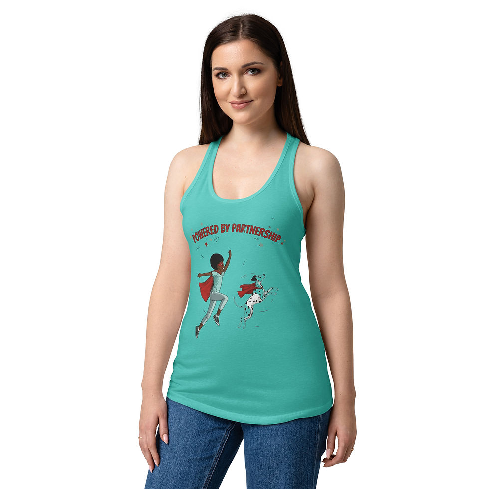 Thumbnail: Powered by Partnership — Women’s Fitted Racerback Tank (Fundraiser)