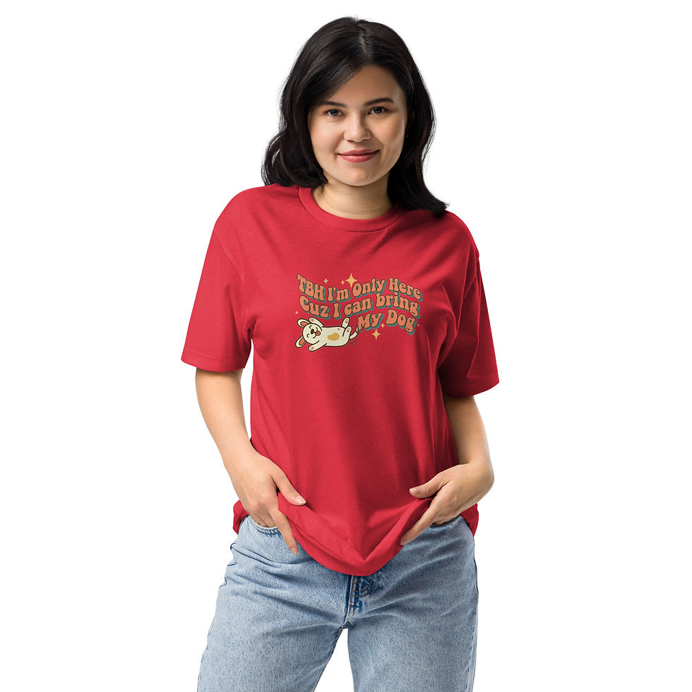Thumbnail: TBH I’m Only Here Cuz I Can Bring My Dog — Women’s Fitted Tee (Fundraiser)
