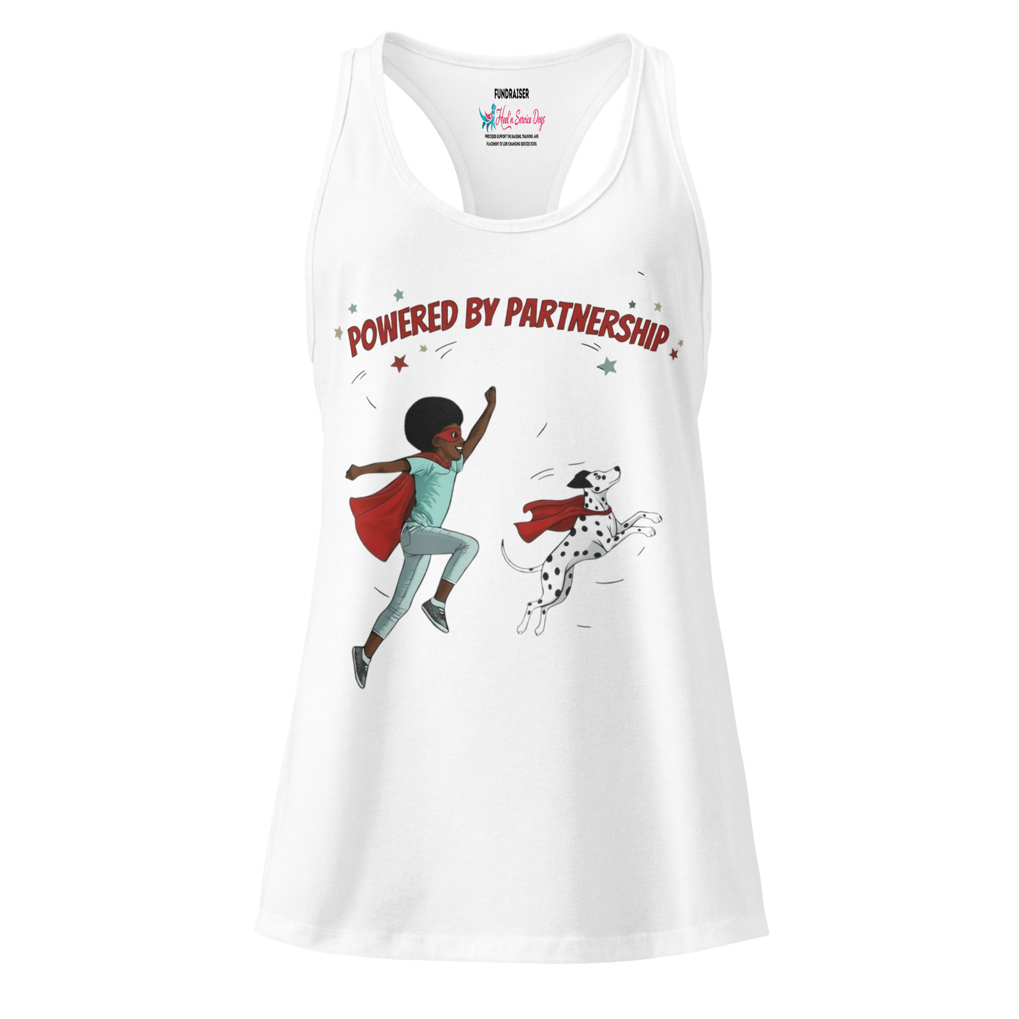 Powered by Partnership — Women’s Fitted Racerback Tank (Fundraiser)