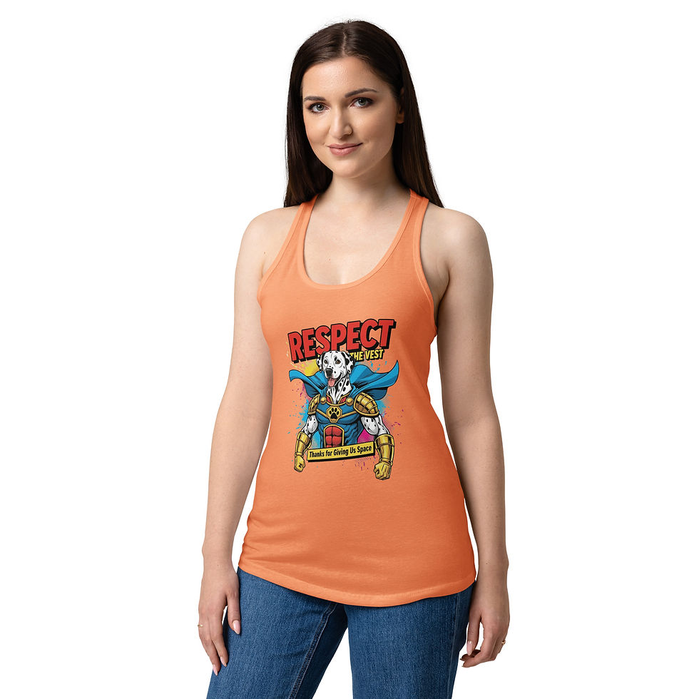 Thumbnail:  Respect the Vest — Dalmation — Women’s fitted racerback tank top (Fundraiser)