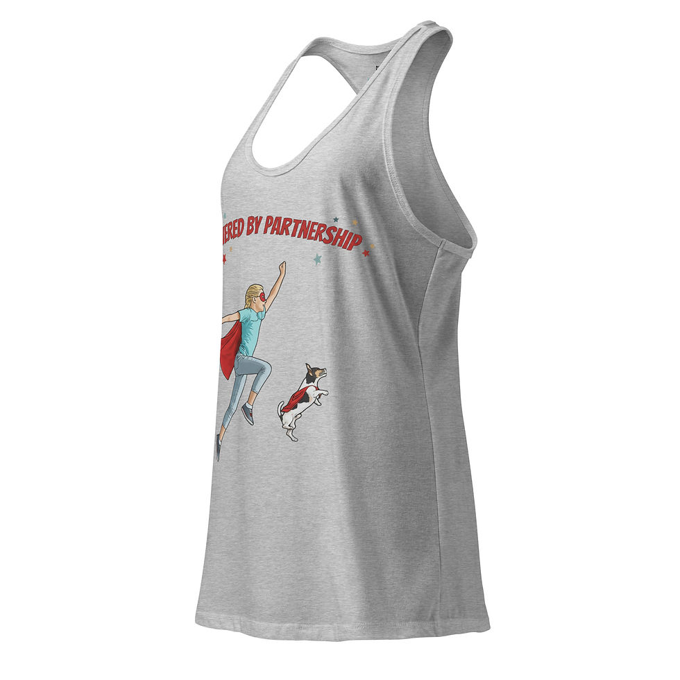 Thumbnail: Powered by Partnership — Women’s Fitted Racerback Tank (Fundraiser)
