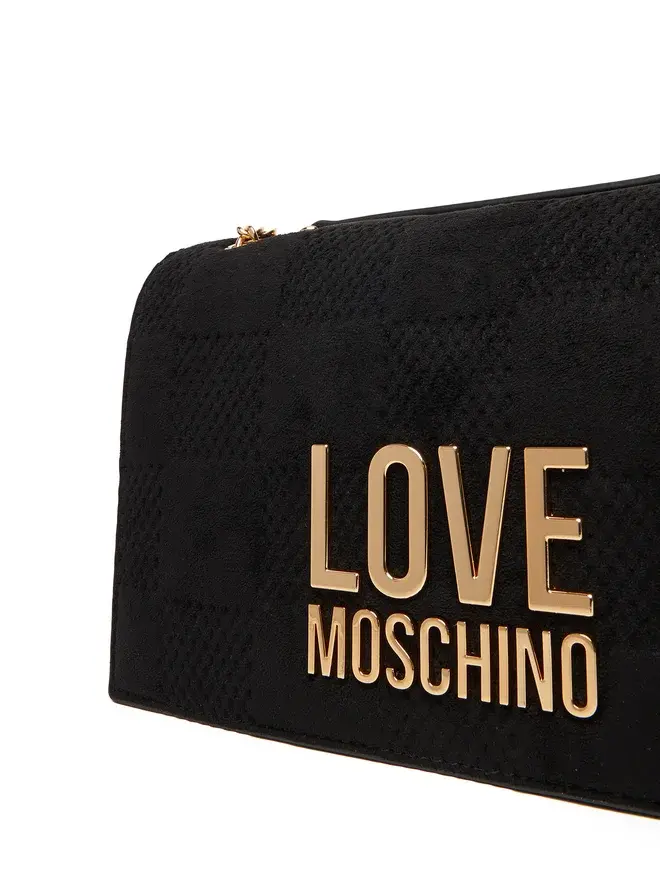 Miniatura: LOVE MOSCHINO torebka damska czarna mała eko zamsz regulowany łańcuszek