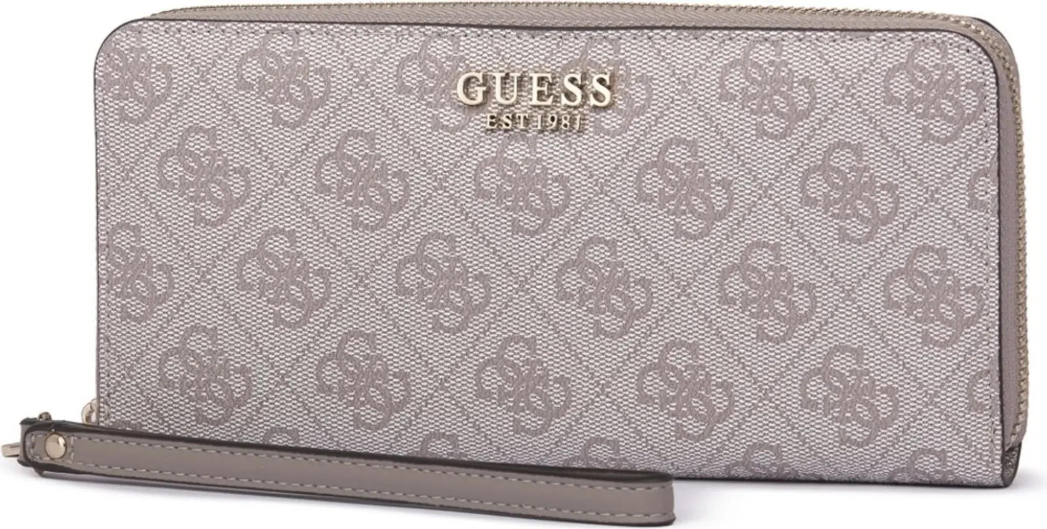 Guess portfel damski LAUREL pudrowy róż wzór logo