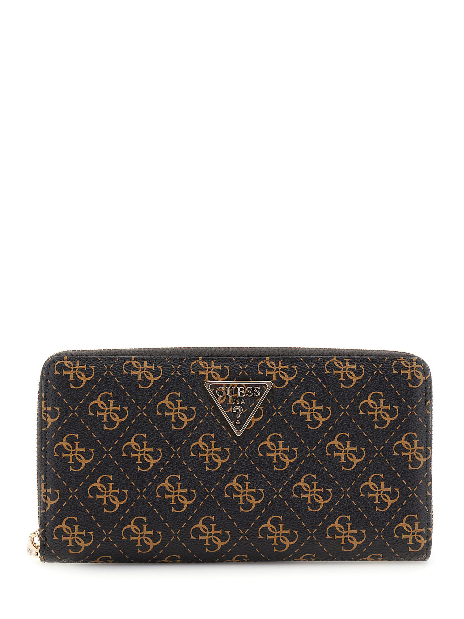 Portfel damski Guess LAUREL SLG CHEQUE ORGANIZER brązowe logo