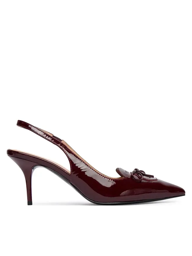 Thumbnail: LOVE MOSCHINO buty damskie szpilki bordowe skóra naturalna