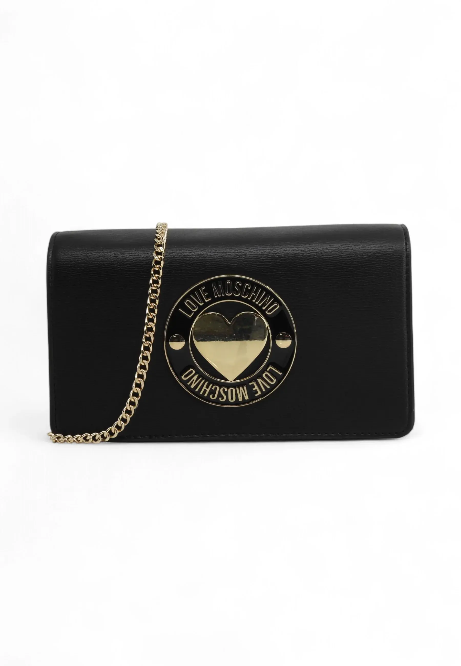 LOVE MOSCHINO torebka damska czarna mała skóra ekologiczna na łańcuszku