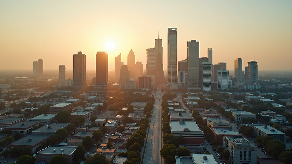 High angle view of a Texas city skyline representing local workforce opportunities