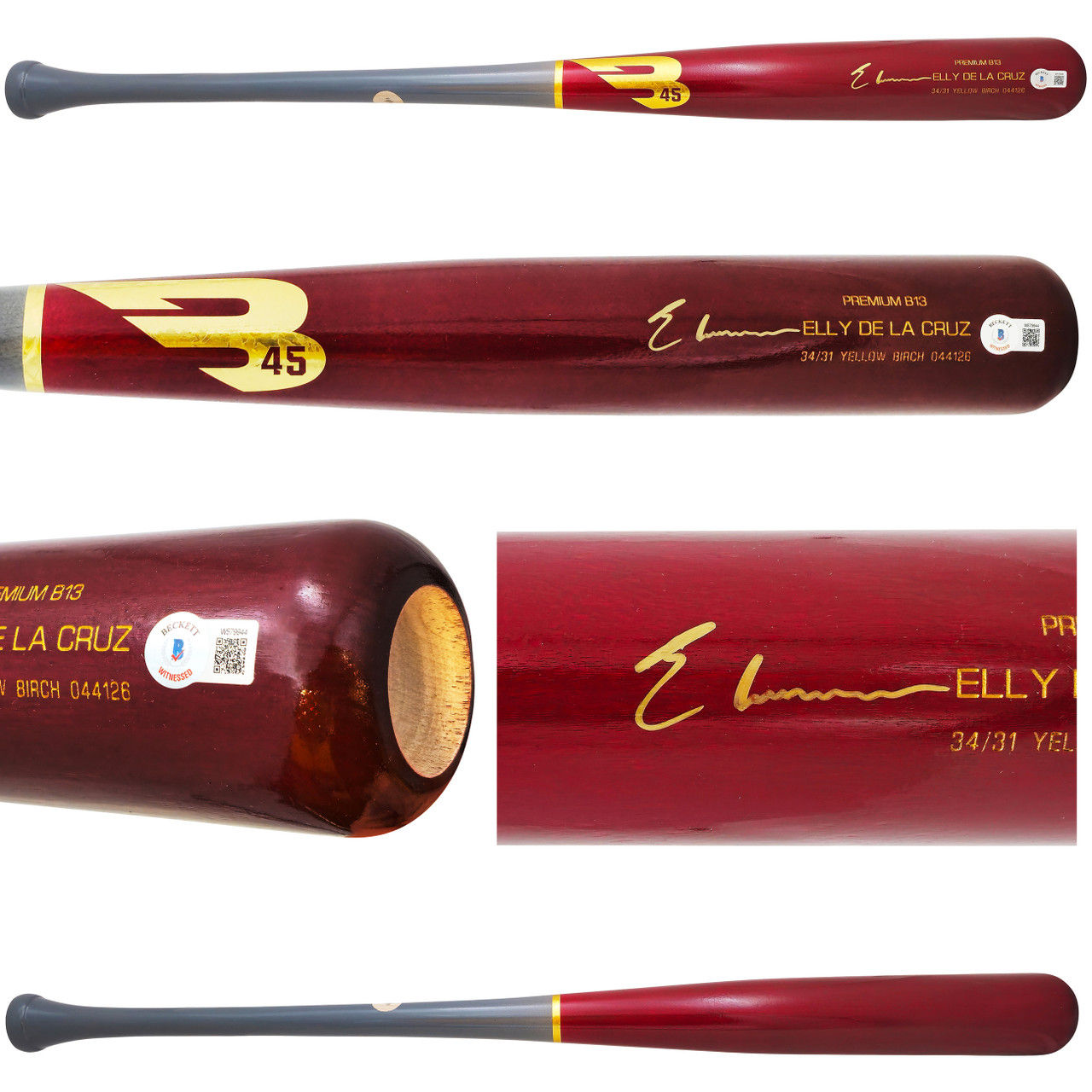 Elly De La Cruz Signed Cincinnati Reds Red B45 Player Model Baseball Bat