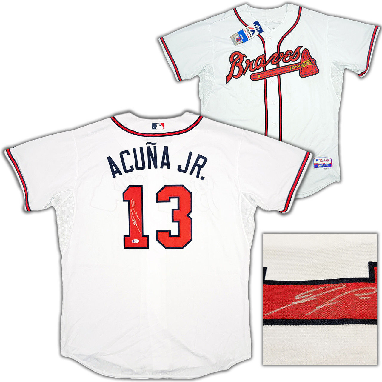 Ronald Acuna Jr. Atlanta Braves Signed White Majestic Authentic Cool Base Jersey