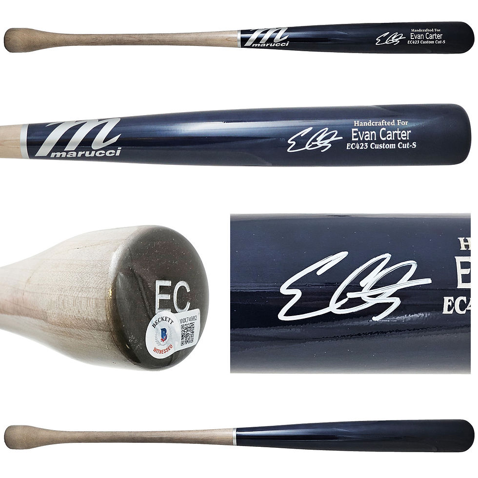 Evan Carter Signed Texas Rangers Dark Blue Marucci Player Model Bat
