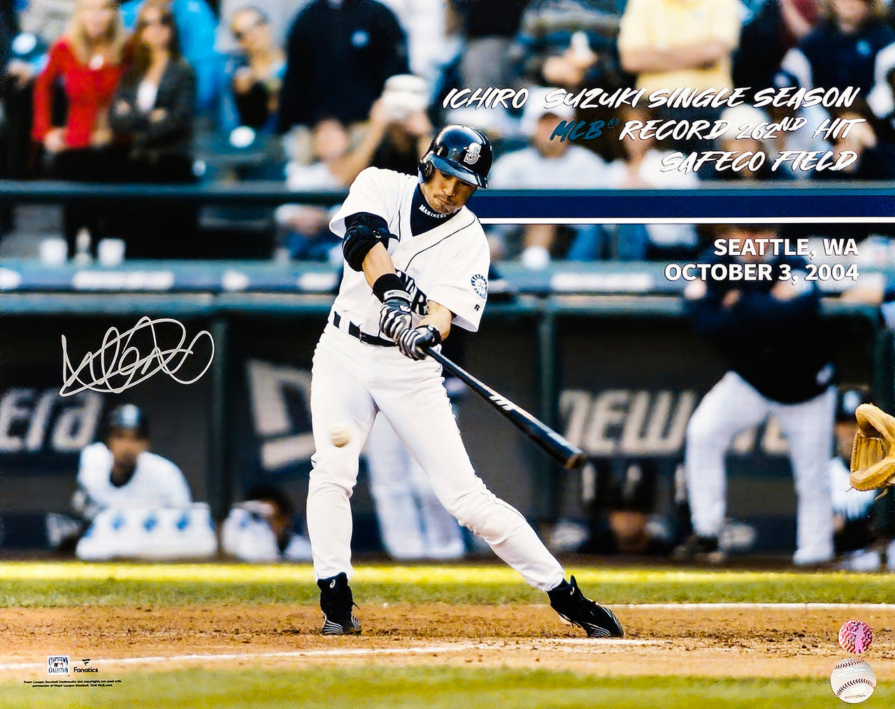 Ichiro Suzuki Signed Seattle Mariners 262 Hit MLB Hit Record 16x20 Photo