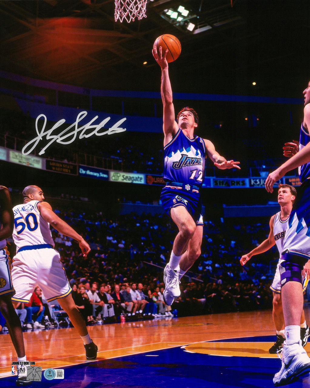 John Stockton Signed Utah Jazz Lay Up 16x20 Photo