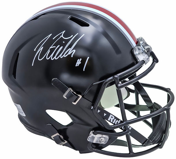 Justin Fields Signed Ohio State Buckeyes Black Alternate Color Replica Helmet